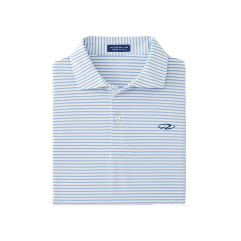 Men's White and Double Blues Striped Polo