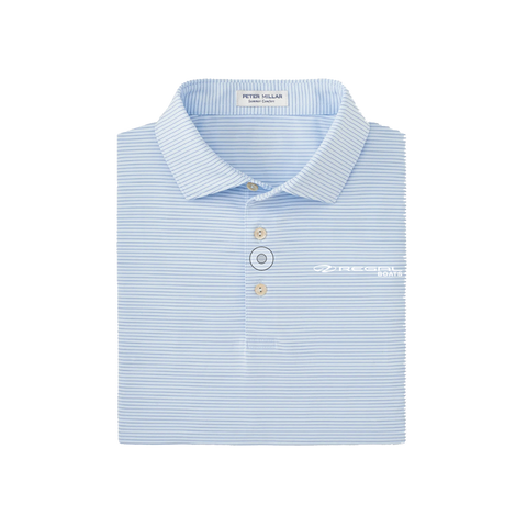 Men's Light Blue and Dark Blue Striped Polo